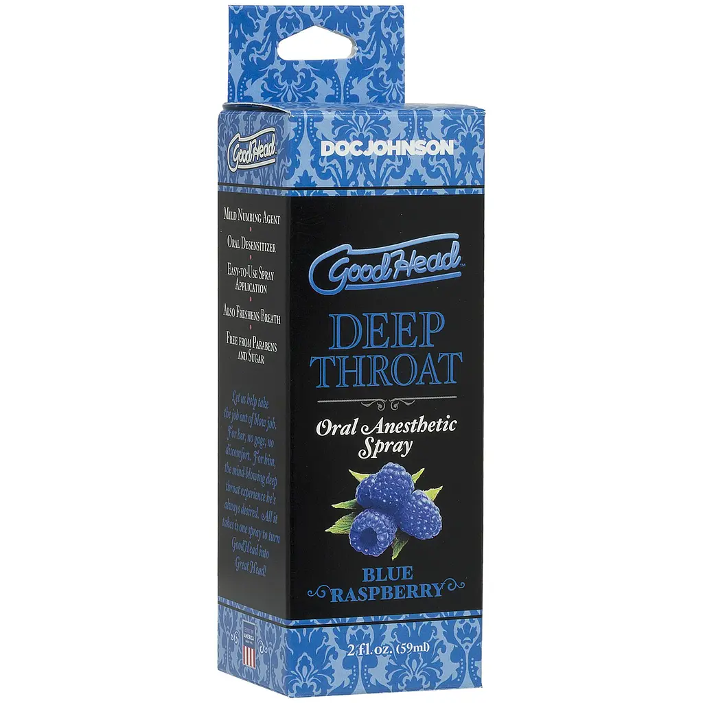Спрей для мінету Doc Johnson GoodHead DeepThroat Spray - Blue Raspberry 59 мл для глибокого мінету - фото 2