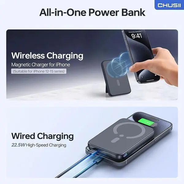 Портативний зарядний пристрій Magsafe бездротовий магнітний ємністю 12000 мАг - фото 2