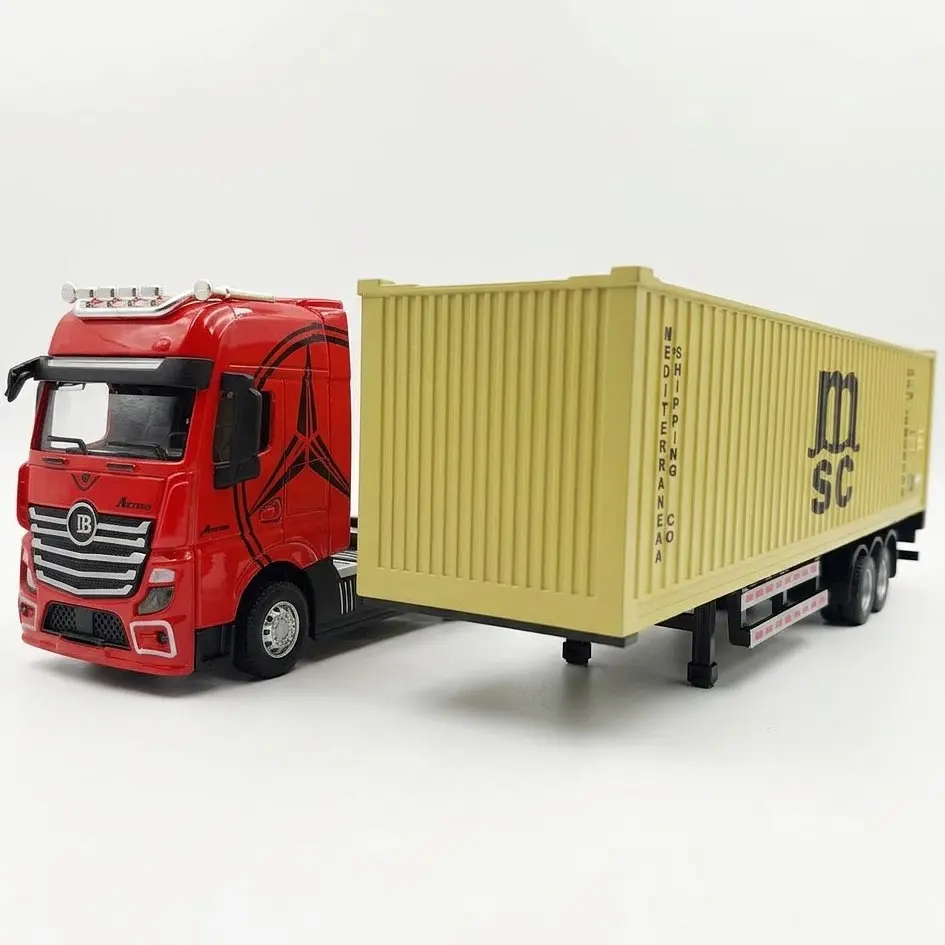 Фура Mercedes-Benz Actros з контейнером 1:32 металева вантажівка 37 см, інерційний рух світяться фари відкривні дверцята - фото 3
