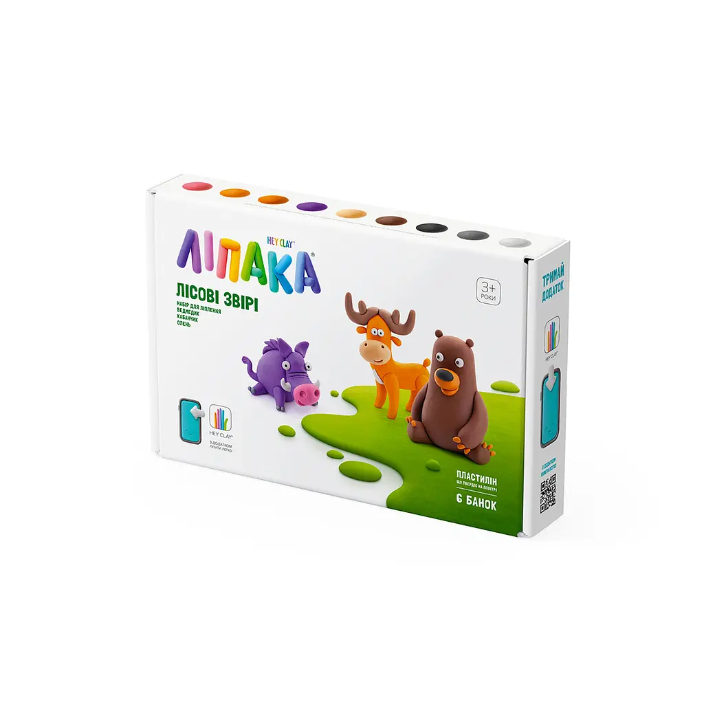 Набір пластиліну що самостійно твердіє Липака Лісові Звірі: ведмідь, олень, кабанчик (60044-UA01) - фото 3