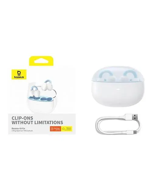 Бездротові навушники Baseus AirGo 1 Ring Open-Ear TWS Earbuds, IPX7, BT5.3, 40mAh, 400mAh, 6h, White A00069201223-00 - фото 6