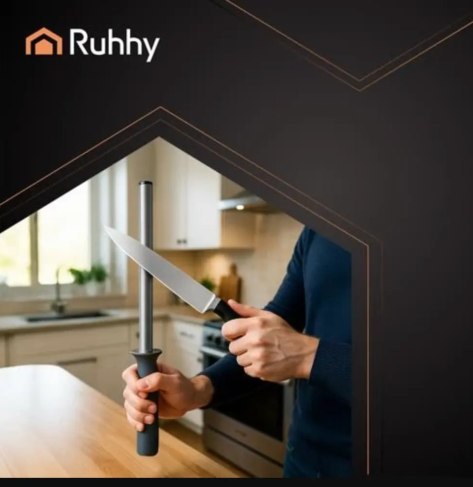 Кухонний мусат з алмазним напиленням Ruhhy 26153 (43 см), професійна точилка для ножів, сталевий стрижень 30 см - фото 7
