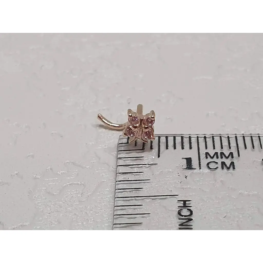 Золотая серьга-пирсинг в нос Dear с фианитами. 1041.13 Розовый (светлый) - фото 3