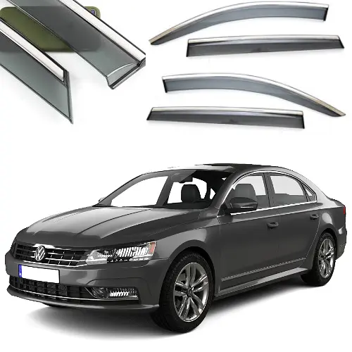 Дефлектори вікон вітровики Benke для Volkswagen Passat B9 Седан 2019- Хром Молдинг З Нержавіючої Сталі 3D