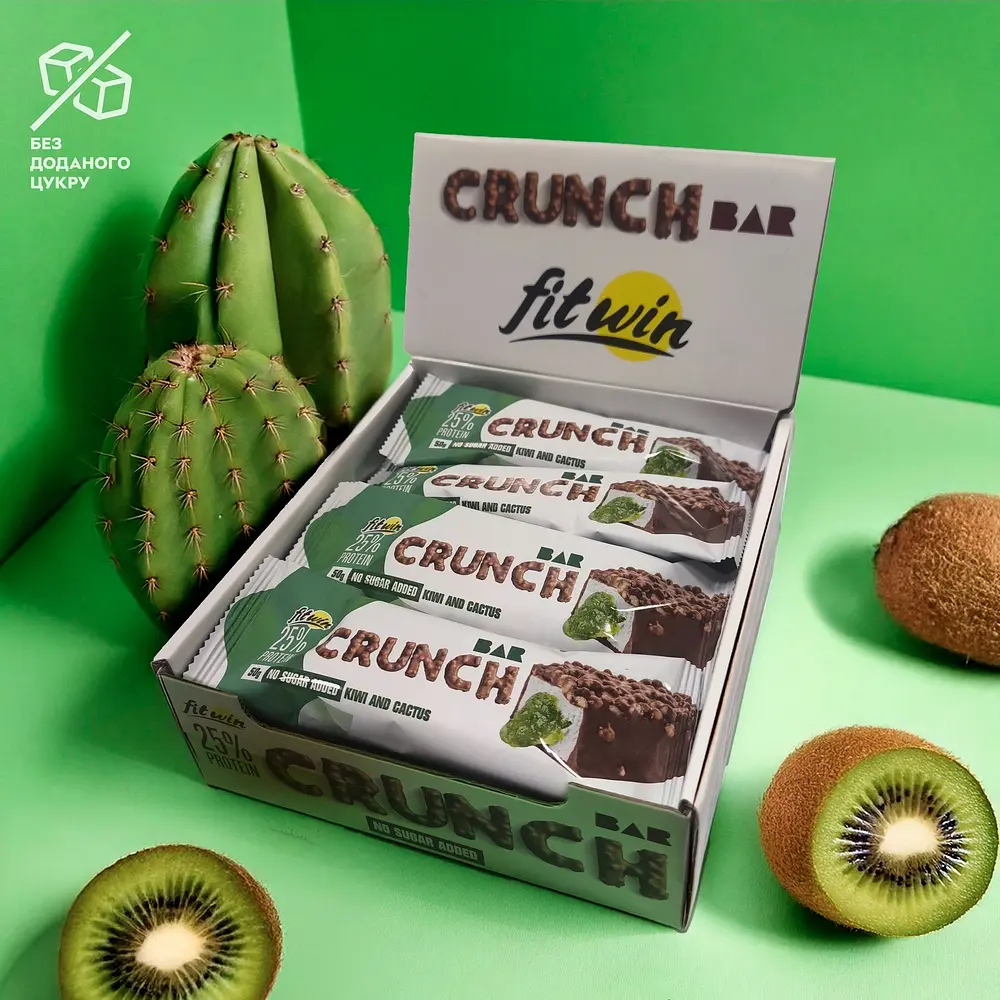 Батончик Crunch Bar 25%, 12*50 грам Ківі-кактус FitWin fit0024254