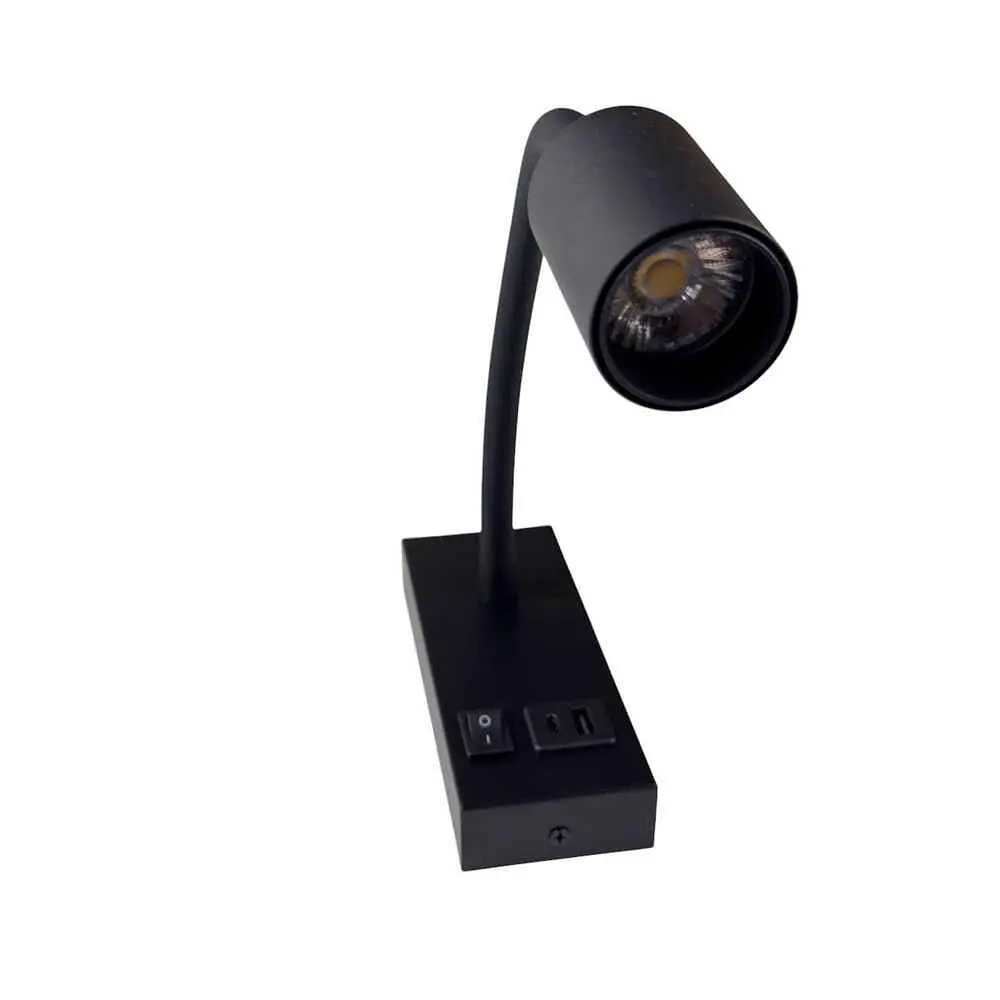 Світильник настінний Violux SNAKE USB+Type-C 5W 4200K 250Lm IP20 чорний ( 552101 ) - фото 4
