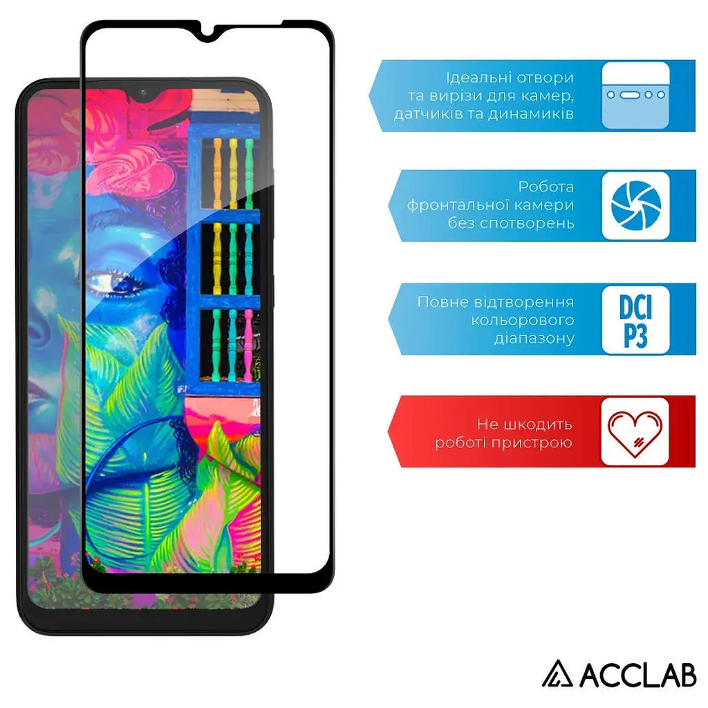 Скло захисне ACCLAB Full Glue Samsung A04 Black (1283126544804) - фото 5
