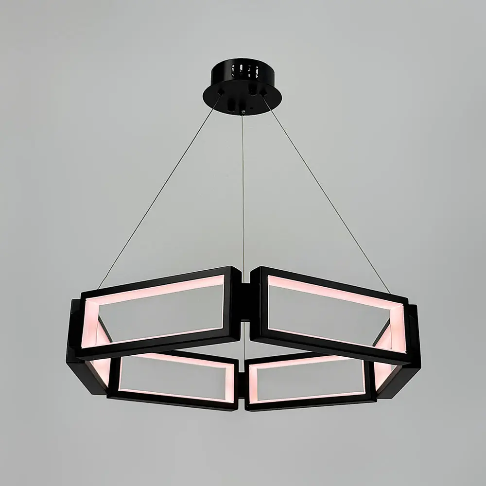 Люстра с черным подвесным кольцом из прямоугольников Ø 60 см | Ст. MJ 235-600 | Line F - фото 5