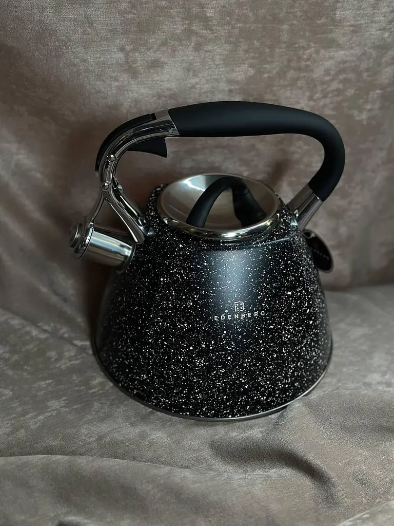 Металевий чайник із мармуровим покриттям Edenberg EB-1981 зі свистком 3л Чорний - фото 5