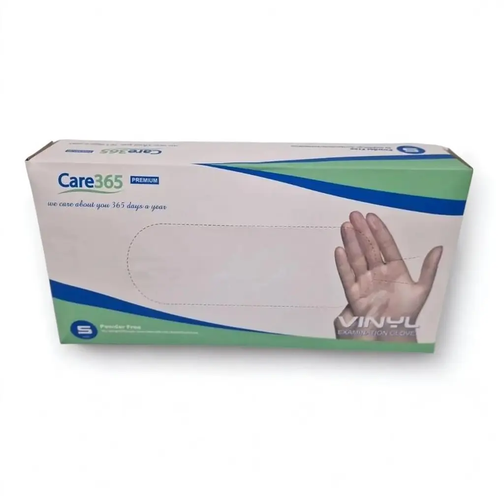Перчатки виниловые Care 365 одноразовые без пудры белые размер S 100 шт. - фото 3