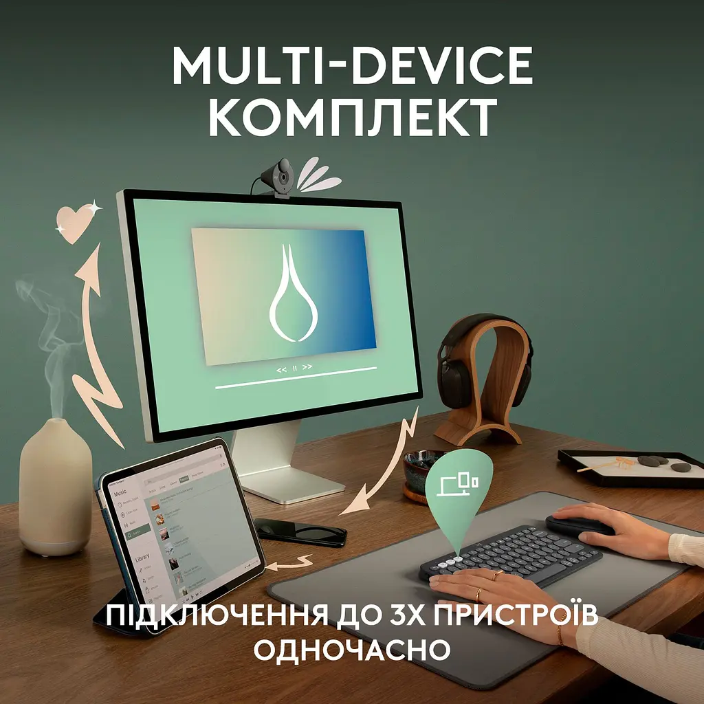 Комплект (клавіатура + миша) Logitech Pebble 2 Combo Rose (920-012241) UA [141508] - фото 8