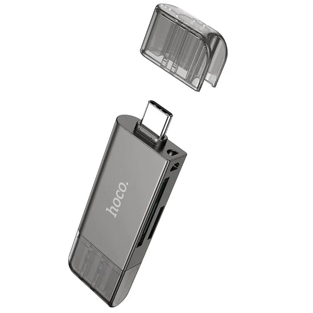 Адаптер перехідник Hoco HB39 USB/Type-C 3.0 сірий - фото 3