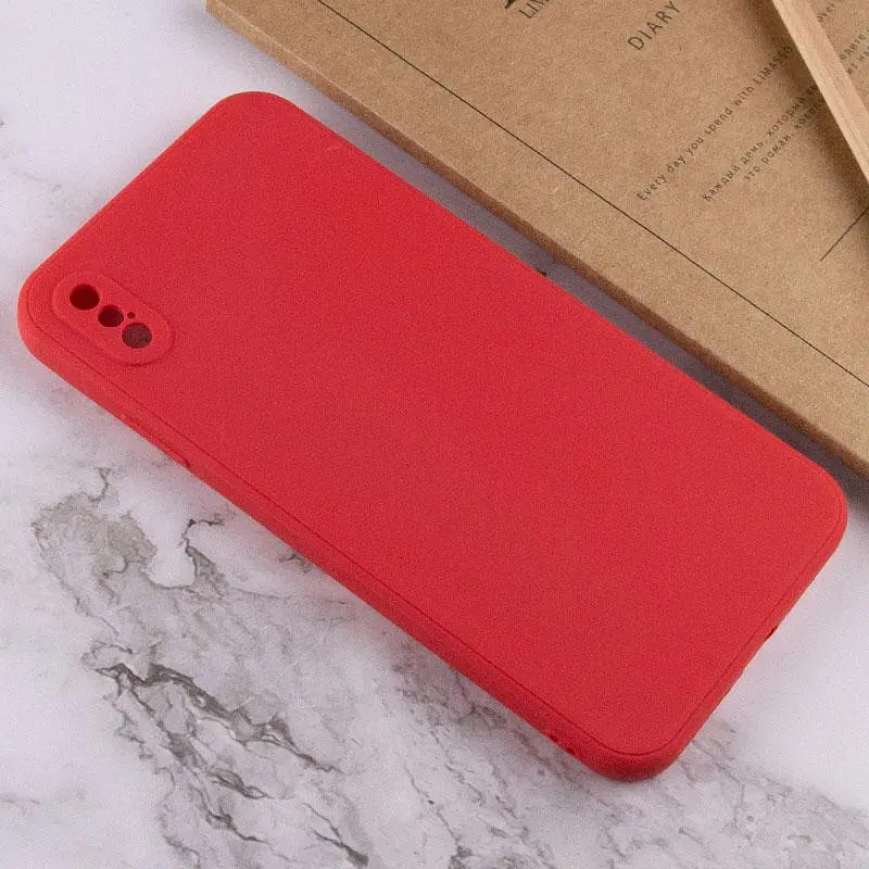 Силиконовый чехол Candy Full Camera для Apple iPhone X / XS (5.8) Красный / Camellia - фото 4