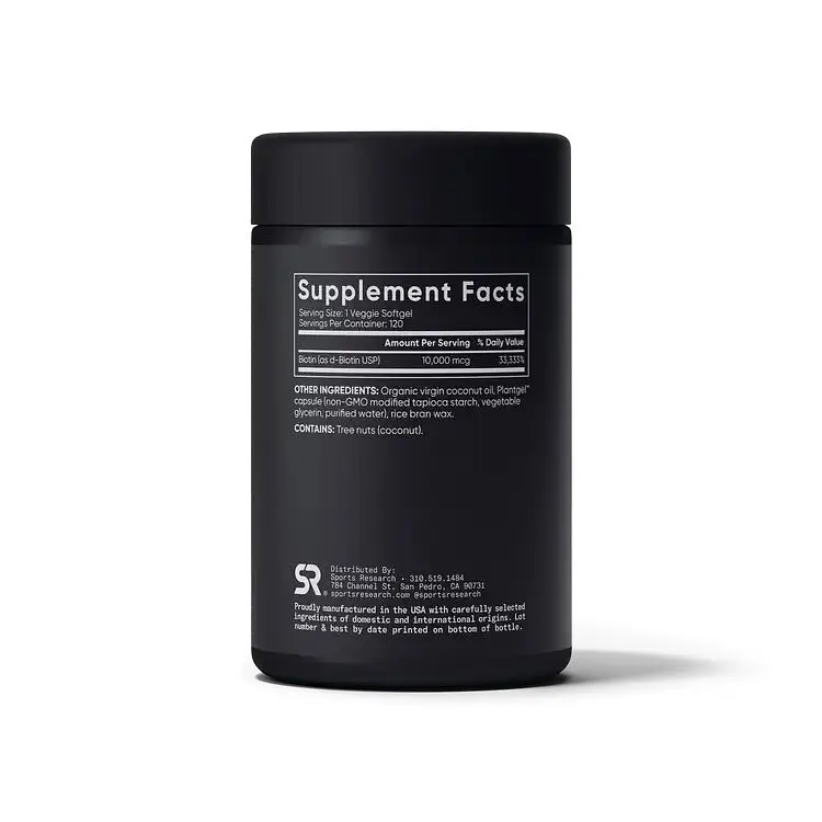 Биотин Sports Research Biotin 10000 mcg Max Stregth, 120 капсул - фото 2