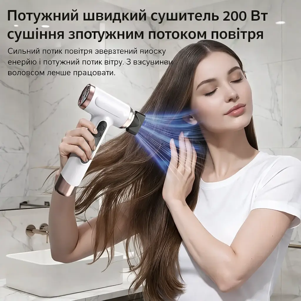 Акумуляторний бездротовий фен для волосся з режимом гарячого повітря портативний фен з акумулятором - фото 8