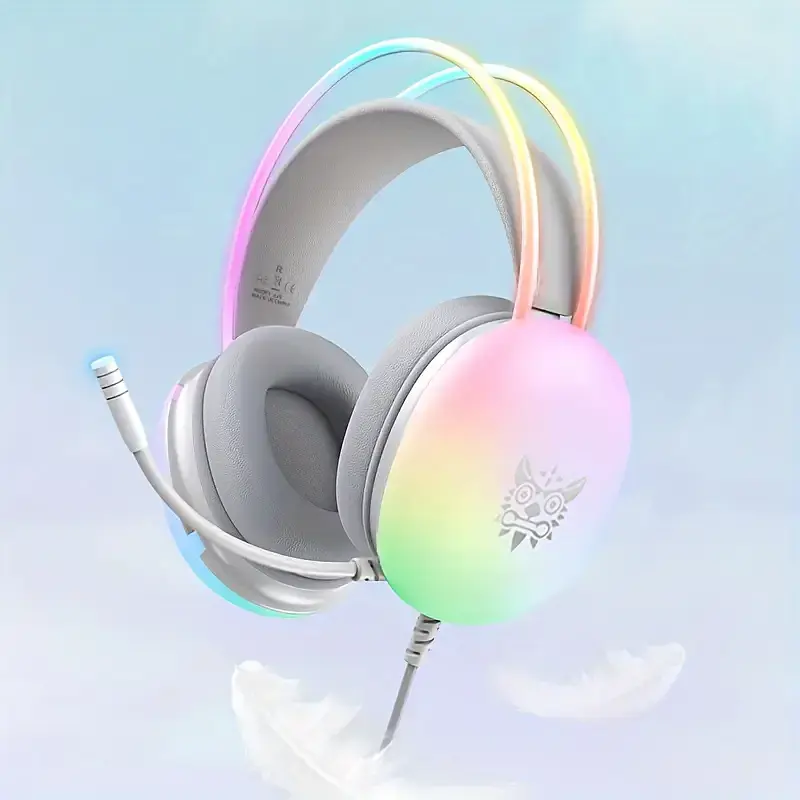 Накладні ігрові навушники Onikuma X25 дротові з гарнітурою та RGB-підсвіткою сірі - фото 2
