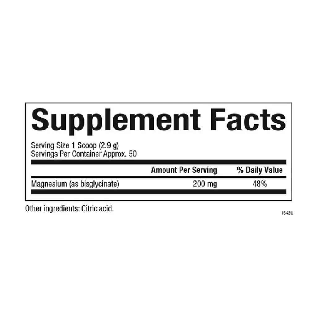 Магній 200 мг Natural Factors (Bisglycinate) - 120 г, без смаку, для м’язів і нервової системи - фото 2