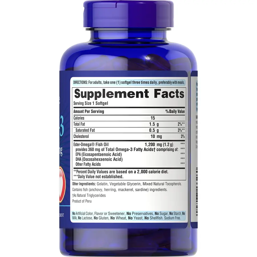 Жирные кислоты Puritan's Pride Omega 3 Fish Oil 1200 mg 100 капсул - фото 2