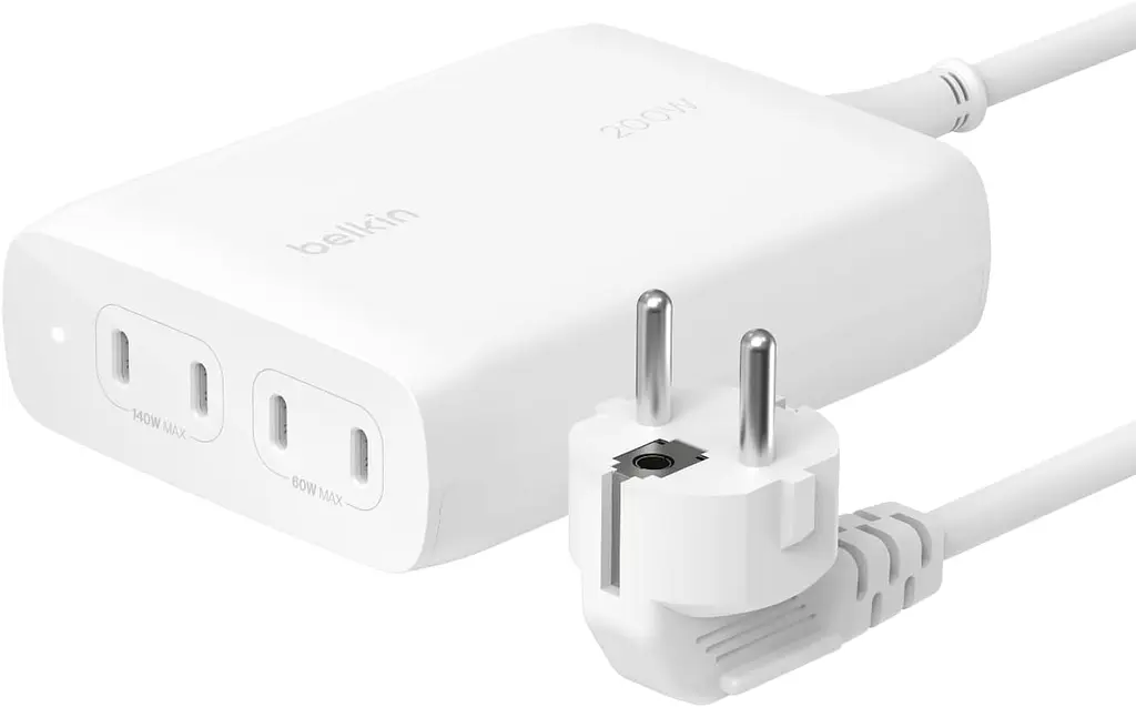 Мережевий зарядний пристрій 4xUSB-C, GAN Belkin BoostCharge Pro 200 White