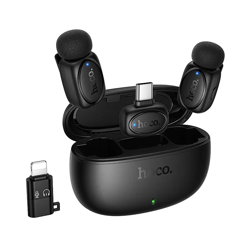 Бездротова мікрофонна система HOCO L19 Graceful wireless microphone(iP/Type-C) Black (6942007655477) - фото 3