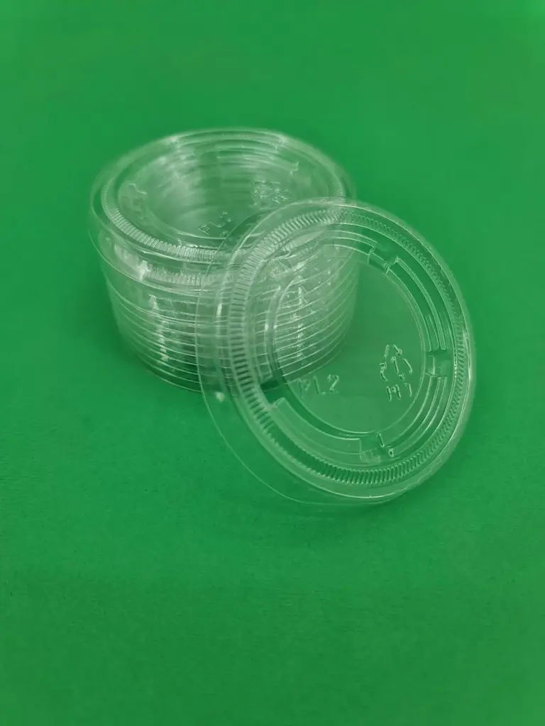 Кришка для соусника 2OZ, 100 шт, колір прозорий, PET-пластик для пакування соусів і салатів, зручний формат для takeaway - фото 2