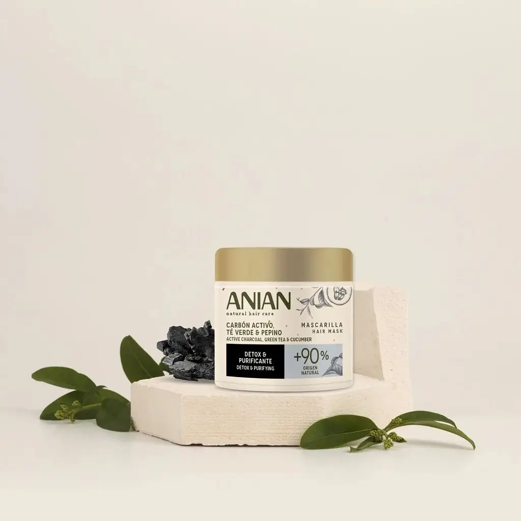 Маска для жирных волос Anian Active Charcoal, Green Tea & Cucumber 350 мл - фото 3
