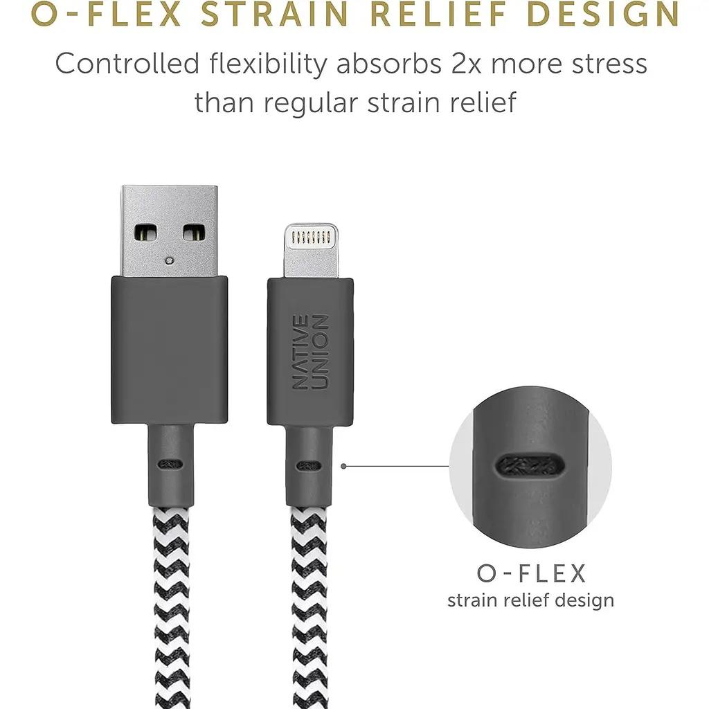 Кабель Native Union Belt Cable XL Lightning Zebra 3 м (BELT-L-ZEB-3-NP) - фото 5