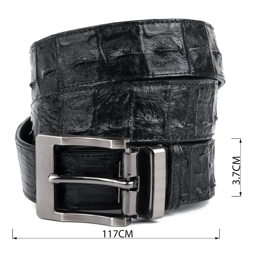 Ремінь класика з натуральної шкіри крокодила чорний CROCODILE LEATHER 18018 117 см - фото 6