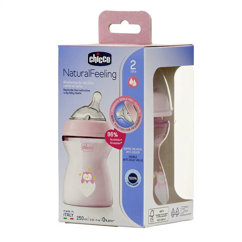 Бутылочка для кормления Chicco Natural Feeling, Color, c силиконовой соской, 250 мл, розовый (81323.10) - фото 8