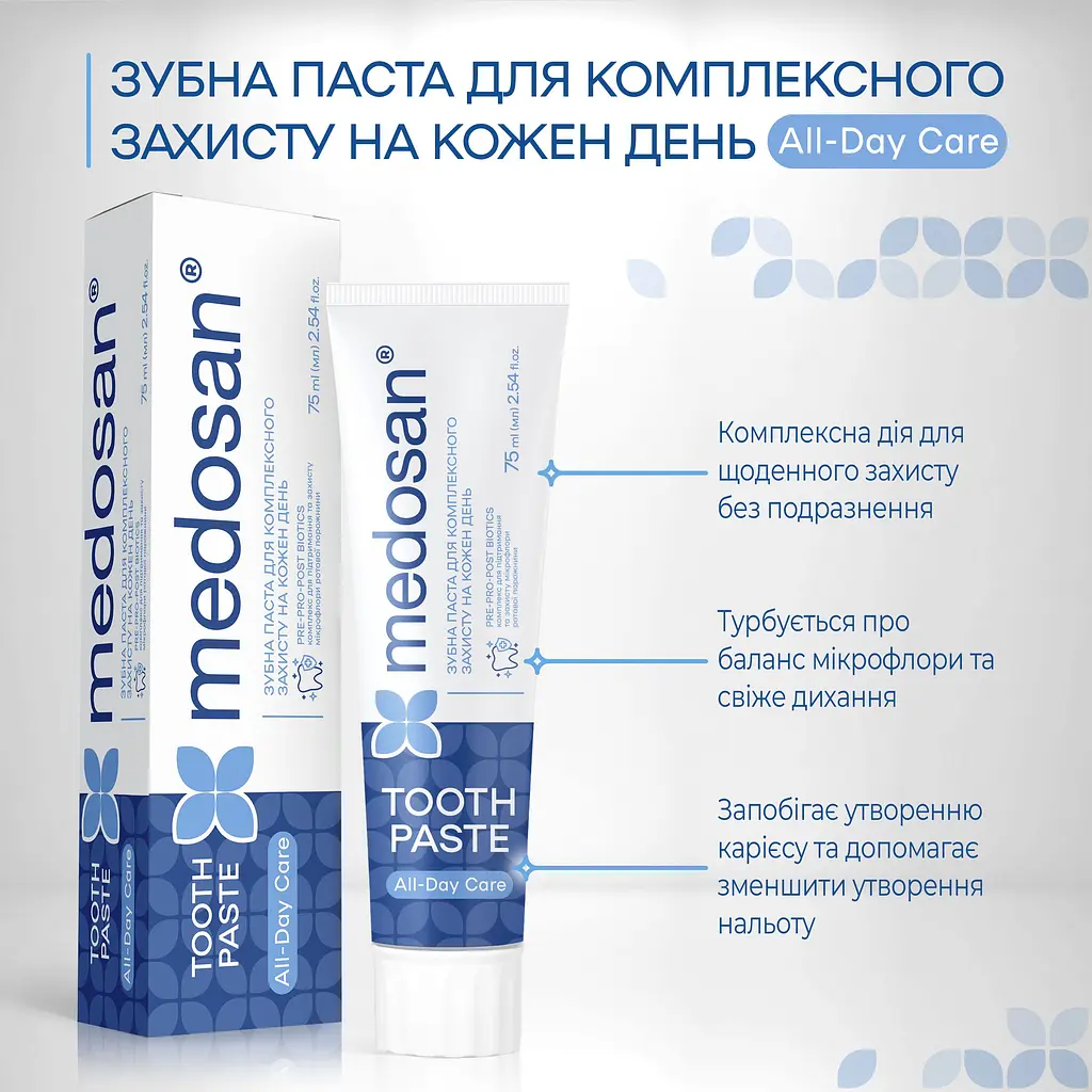 Уцінка. Зубна паста Medosan All-Day Care для комплексного захисту на кожен день 75 мл  - фото 4