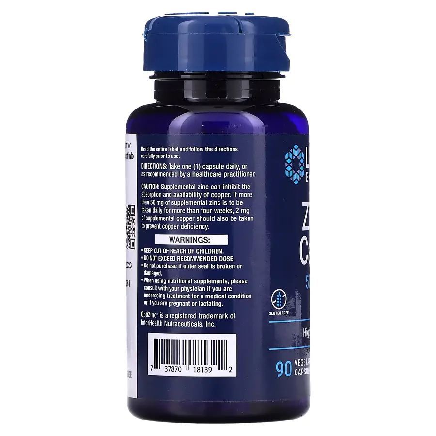 Вітаміни та мінерали Life Extension Zinc 50 mg, 90 вегакапсул - фото 3
