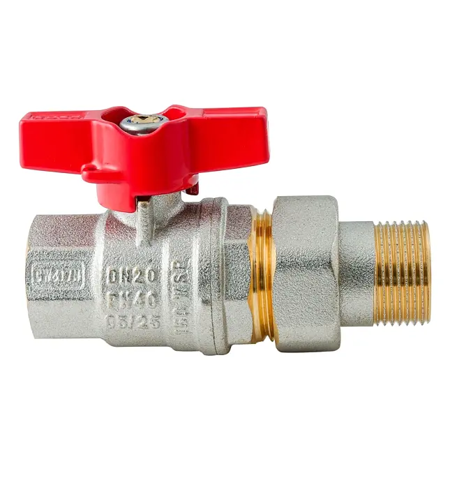 Кран з американкою Koer Extreme KE.227-20 - 3/4" ручка "метелик" червона KR5766 - фото 3