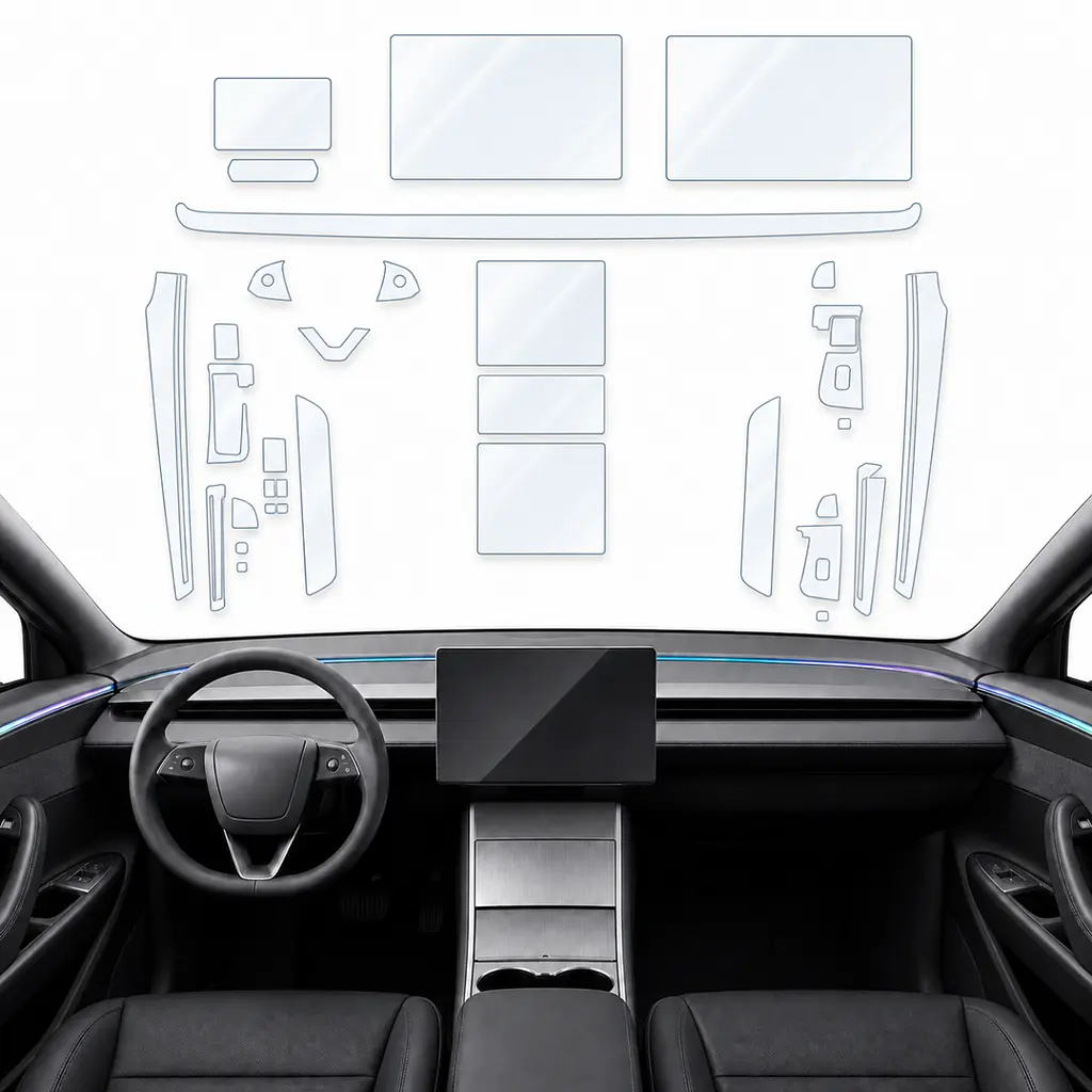 Набір Плівок захисних для салону Tesla Model Y juniper 2025- TPU (Кансолі Дисплея Ручок)