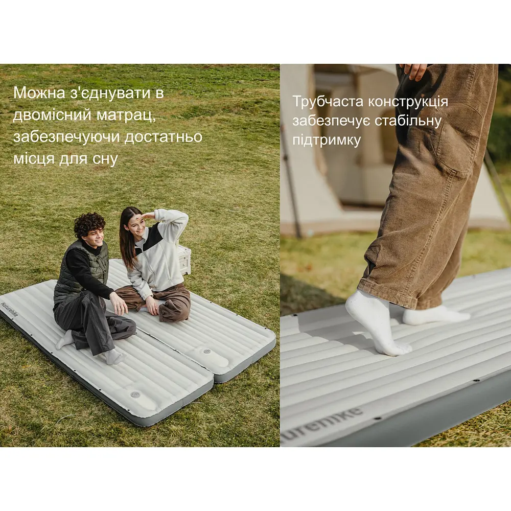 Матрац туристичний надувний одномісний Naturehike CNK2450WS034, 198х68х9.5 см, білий, для кемпінгу із мішком для надування - фото 10