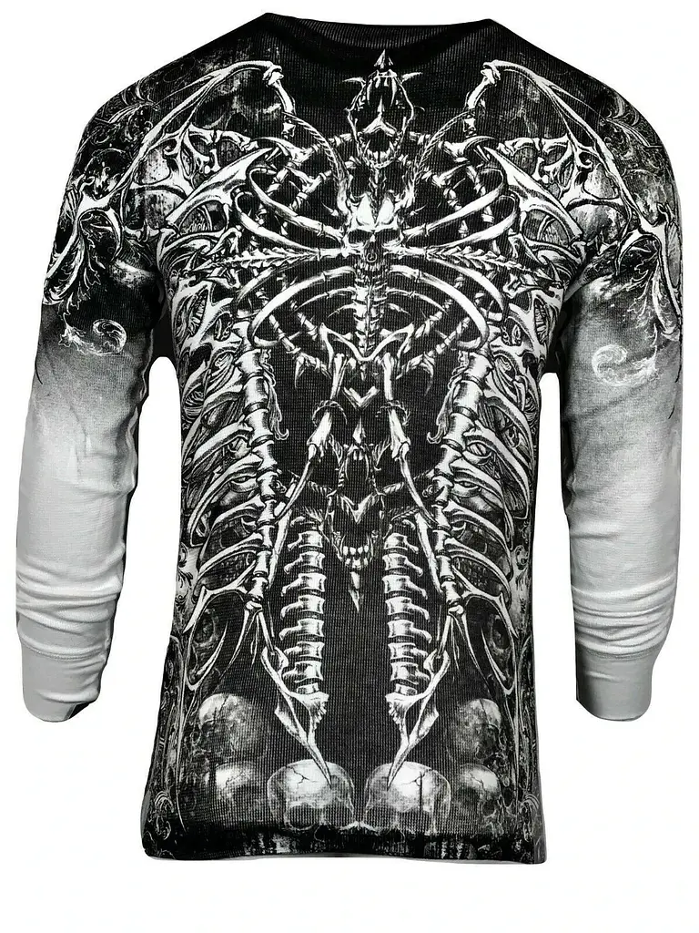 Футболка з довгим рукавом Xtreme Couture by Affliction Men's Thermal Shirt Catacombs Skull Biker 3XL  - фото 2