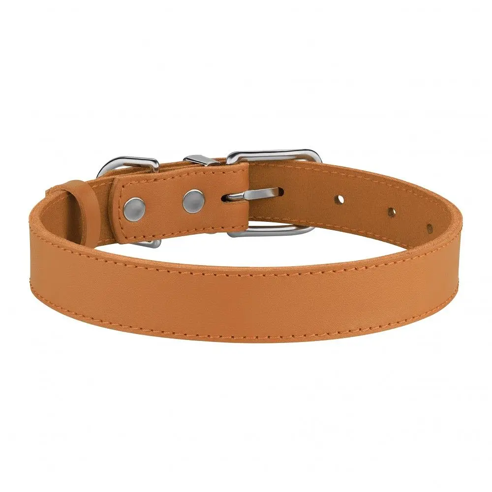 Ошейник для собак BronzeDog Barksi Classic кожаный XS 23-30х1.2 см горчичный - фото 2