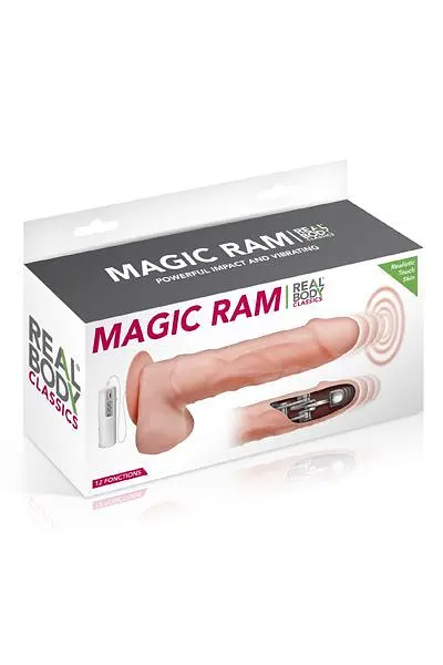 Фалоімітатор-пульсатор із вібрацією Real Body — Magic Ram, діаметр 4 см, рух вперед-назад - фото 3