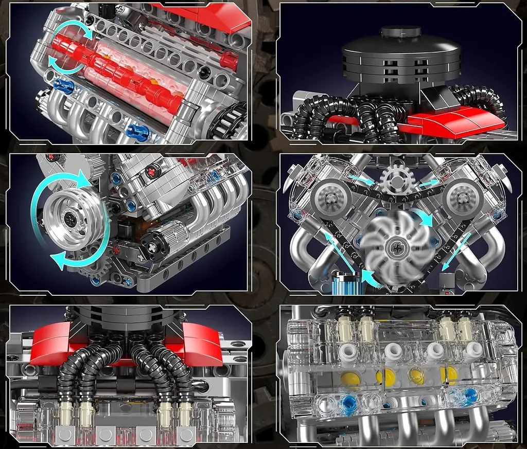 Конструктор двигун Mould King V8 Chevrolet Chevy LSX454 моторозований дитячий мотор шевроле 487 деталей - фото 5