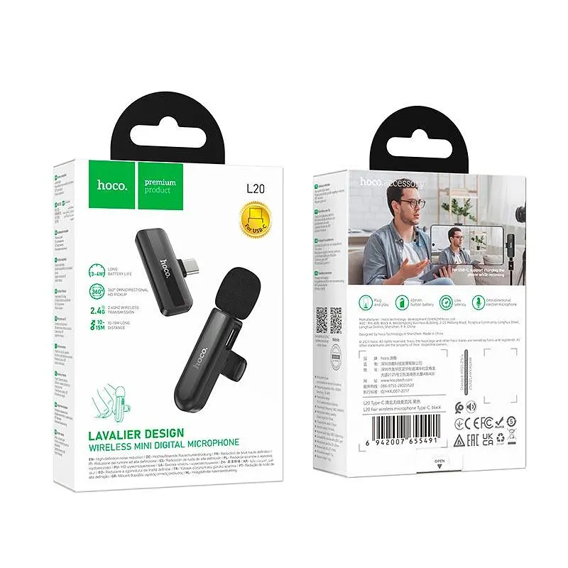Мікрофон Hoco Type-C Fair Wireless Microphone L20 бездротовий радіо 2.4G - фото 2
