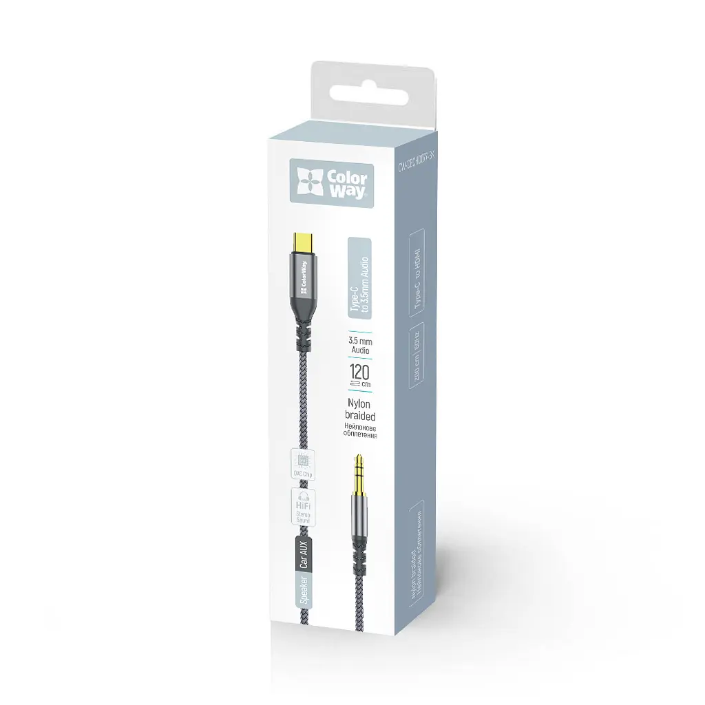 Кабель мультимедійний USB-C to 3.5mm M 1.2m gray ColorWay (CW-CBPDJ071-G) - фото 7