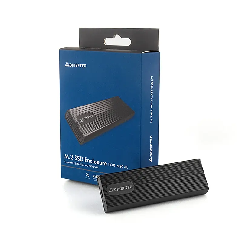 Корпус для M.2 NVME/SATA SSD CHIEFTEC CEB-M2C-TL, aluminium,USB 3.2 Gen2 Type-C, Black, RETAIL - фото 6