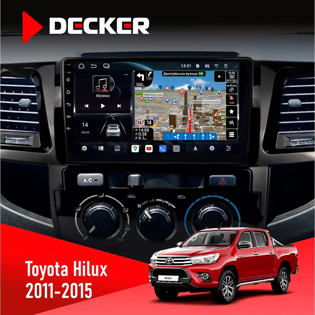 Штатна магнітола Toyota Hilux 2011-2015 Decker D9-011 4x64, DSP, 4G, 360 Decker (НФ-00006509)