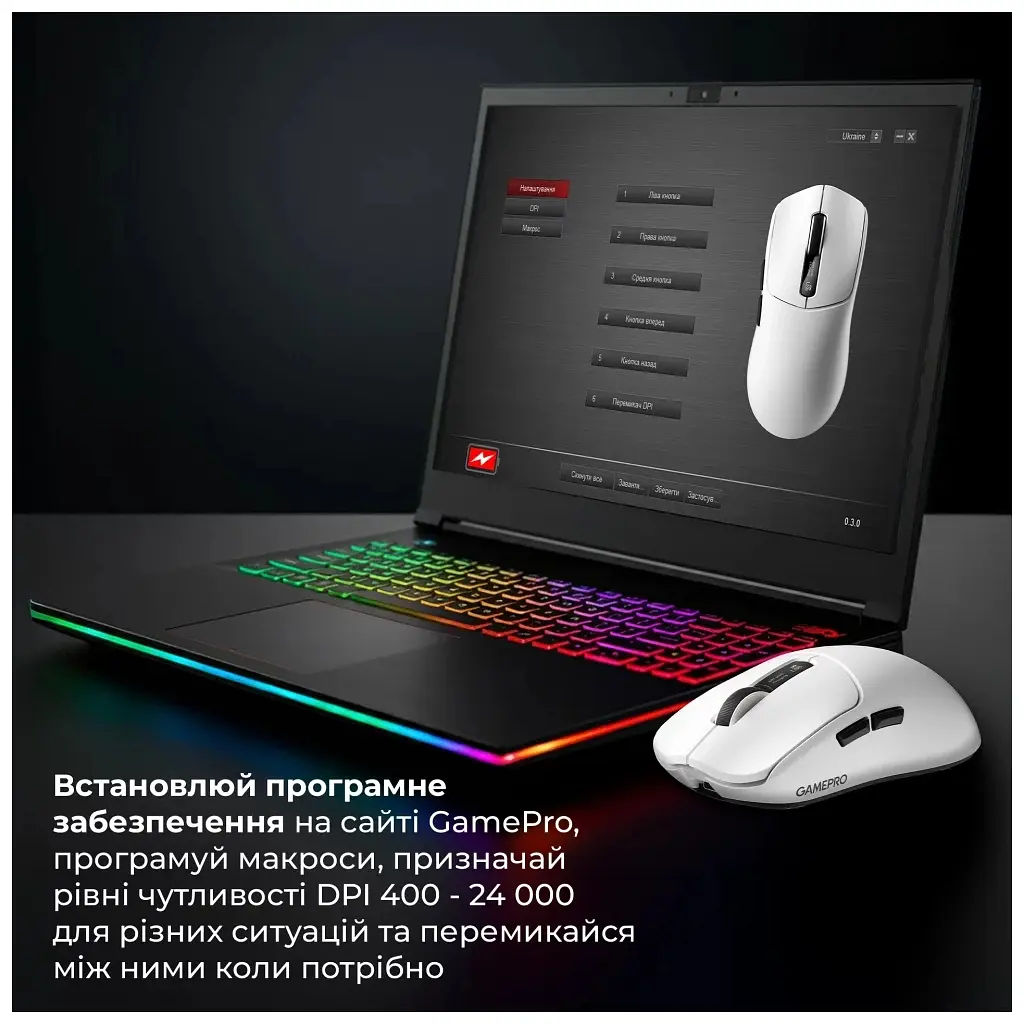 Мишка GamePro Genesis Ranker Wireless/Bluetooth/USB White (GM012W) - фото 5