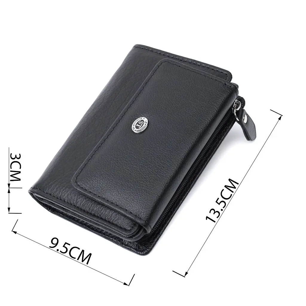 Практичний гаманець із монетницею з натуральної шкіри ST Leather 22740 чорний - фото 6