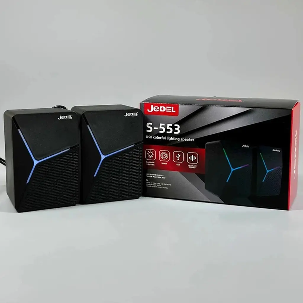 Настольные колонки Jedel S-553 с LED подсветкой 2x3W черный - фото 2