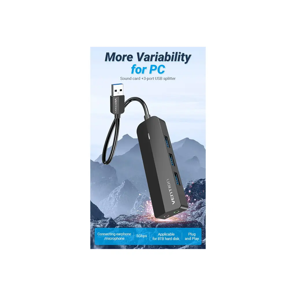 Концентратор VENTION USB 3.0 to 3хUSB 3.0/2хTRS Audio/USB Micro 1.0m (CHIBF) - фото 8