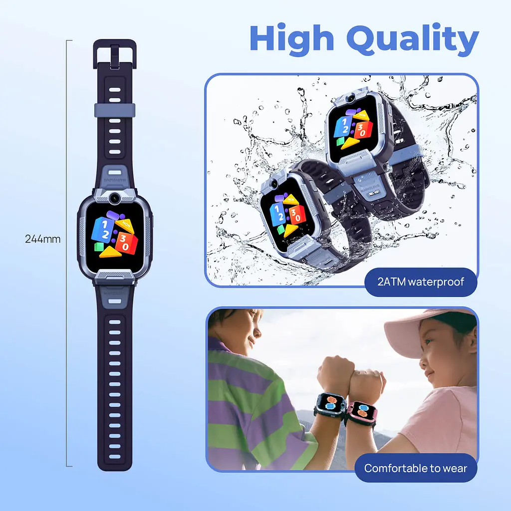 Дитячий годинник-телефон Mibro Z5, 1.69", 240x280, GPS, 2MP dual, 900мА·рік, 2АТM, синій - фото 6