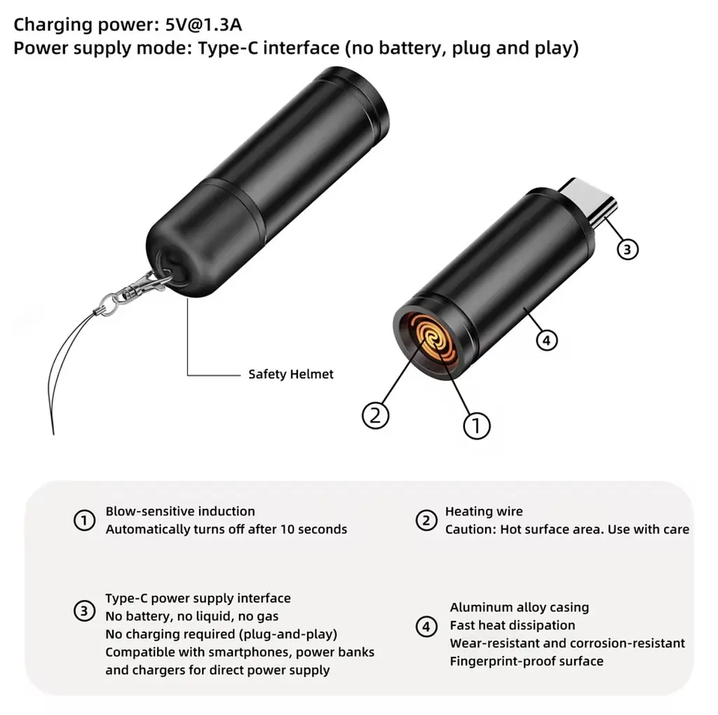 Портативний USB Type-C запальник з вітрозахистом - фото 13