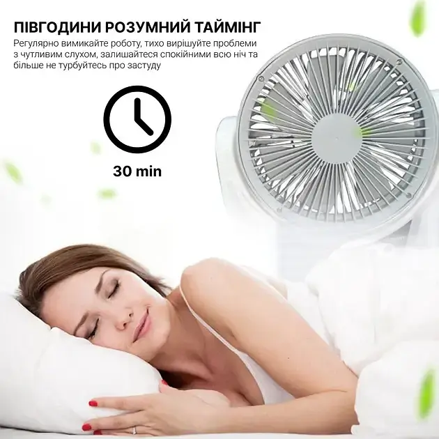 Вентилятор портативний 4в1 (6", сонячна панель, 2 LED лампи, 2 швидкості, 6Вт, USB, 3.2V/4000 мАг) - фото 4