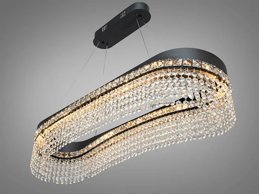 Підвісна кришталева люстра LED чорна 78 Вт овал - фото 3